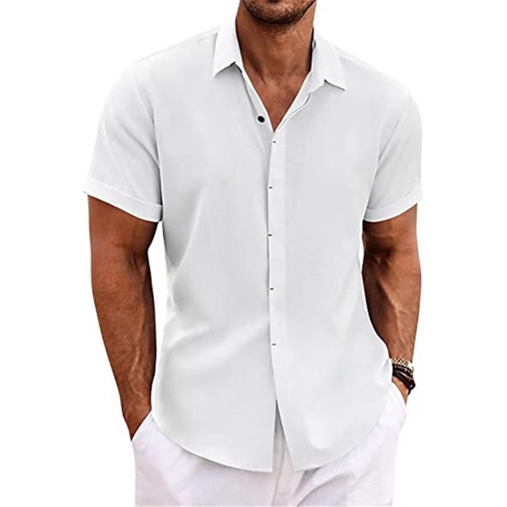 Men's White Short Sleeve Button Down Shirt